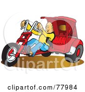 Royalty Free RF Clipart Illustration Of A Trike Driver Man On A Motorcycle With A Hood