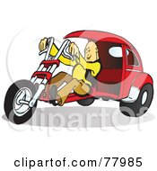 Royalty Free RF Clipart Illustration Of A Biker Man Driving A Trike With A Hood