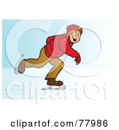 Poster, Art Print Of Happy Blond Teenage Boy Ice Skating