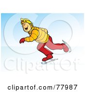 Royalty Free RF Clipart Illustration Of A Happy Blond Teen Boy Ice Skating by Snowy