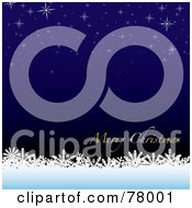 Poster, Art Print Of Blue Merry Christmas Greeting Background With Snowflakes And Stars