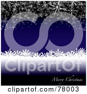 Poster, Art Print Of Blue Merry Christmas Greeting Background With White Snowflakes And Sparkly Stars
