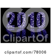 Poster, Art Print Of 3d Blue Sparkly 2010 With Stars On Black