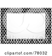 Royalty Free RF Clipart Illustration Of A White Text Box Framed With A Brushed Metal Grid