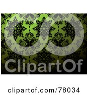 Poster, Art Print Of Green And Black Floral Pattern Wallpaper Pattern Background With Dark Blending