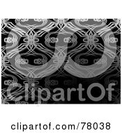Poster, Art Print Of Silver Tangled Patterned Background On Black With A Darkened Text Space
