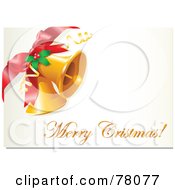 Poster, Art Print Of Merry Christmas Greeting With Jingle Bells Holly And A Bow