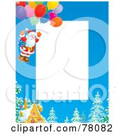 Poster, Art Print Of Vertical Christmas Border Of Santa Floating With Balloons