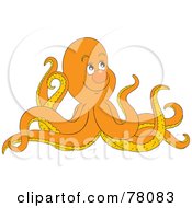 Royalty Free RF Clipart Illustration Of A Cute And Happy Orange Octopus by Alex Bannykh