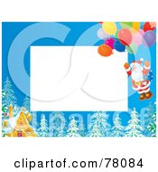 Poster, Art Print Of Horizontal Christmas Border Of Santa Floating With Balloons