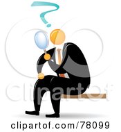 Poster, Art Print Of Orange Faceless Businessman Searching With A Magnifying Glass