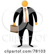 Poster, Art Print Of Orange Faceless Businessman Carrying A Briefcase