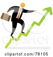 Poster, Art Print Of Orange Faceless Businessman Climbing The Arrow Steps To Success