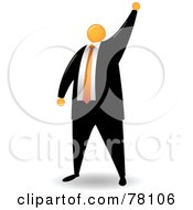 Orange Faceless Businessman Holding Up His Hand