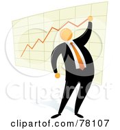 Poster, Art Print Of Orange Faceless Businessman Drawing A Chart