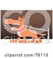 Poster, Art Print Of Mean Brown Guard Dog Spitting While Barking And Pulling Against His Chain