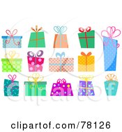 Royalty Free RF Clipart Illustration Of A Digital Collage Of Colorful Gift Boxes With Ribbons