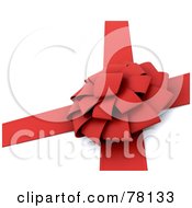 Thick Red Gift Bow And Ribbons On A White Background