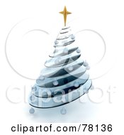 Royalty Free RF Clipart Illustration Of A Transparent Blue Glass Spiral Christmas Tree With A Gold Topper