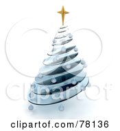 Poster, Art Print Of Transparent Blue Glass Spiral Christmas Tree With A Gold Topper