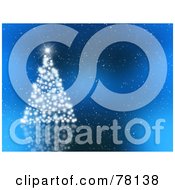 Royalty Free RF Clipart Illustration Of A Sparkly White Light Christmas Tree On A Snowy Blue Background