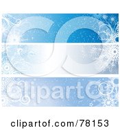 Digital Collage Of Shiny Blue Winter Snowflake Christmas Website Banners