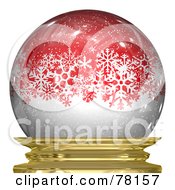 Poster, Art Print Of Red Snowy Winter Snowflakes In A Snow Globe