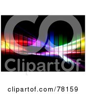 Colorful Pixel Rainbow Fractal Swoosh On Black