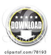 Royalty-Free (RF) Clipart Illustration of a Black And Yellow Download Website Button With Stars by MacX #COLLC78193-0098