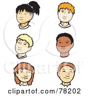 Royalty Free RF Clipart Illustration Of A Digital Collage Of Six Teenage Girl And Boy Faces