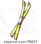 Royalty Free RF Clipart Illustration Of A Pair Of Yellow And Orange Skis