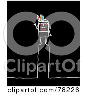 Royalty Free RF Clipart Illustration Of A Stick People Indian Standing On Top Of The Letter I Over Black