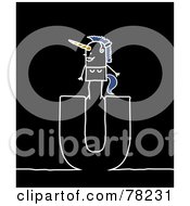 Poster, Art Print Of Stick People Unicorn Standing On Top Of The Letter U Over Black