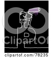 Royalty Free RF Clipart Illustration Of A Stick People Painter Standing On Top Of The Letter P Over Black by NL shop