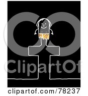 Royalty Free RF Clipart Illustration Of A Stick People Tarzan Standing On Top Of The Letter T Over Black