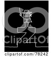 Royalty Free RF Clipart Illustration Of A Stick People Zorro Standing On Top Of The Letter Z Over Black by NL shop