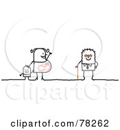 Royalty Free RF Clipart Illustration Of A Stick People Mother And Old Man