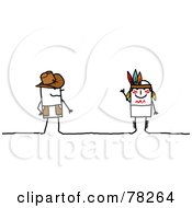 Poster, Art Print Of Stick People Cowboy And Indian
