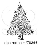 Royalty Free RF Clipart Illustration Of A Black And White Elegant Floral Vine Christmas Tree by MilsiArt #COLLC78266-0110