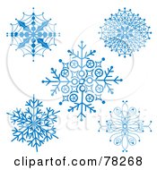 Poster, Art Print Of Digital Collage Of Ornate Blue Winter Christmas Snowflakes