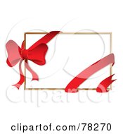 Poster, Art Print Of White Gift Card With A Red Ribbon And Bow