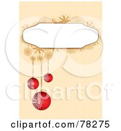 Poster, Art Print Of Striped Background With A Snowflake Text Box And Red Christmas Ornaments