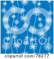 Patterned Background Of Snowflake Lines On Blue
