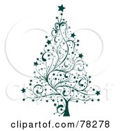 Royalty Free RF Clipart Illustration Of A Green Star Floral Christmas Tree by MilsiArt #COLLC78278-0110