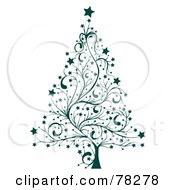 Poster, Art Print Of Green Star Floral Christmas Tree