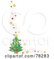 Poster, Art Print Of Swirly Star And Christmas Tree Border On White