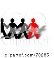 Poster, Art Print Of Row Of Connected Black And Red Paper People And Shadows
