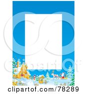Poster, Art Print Of Vertical White Text Box Bordered With Santa By A Winter Home