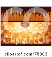 Poster, Art Print Of Party Disco Ball Over Orange Sparkles With An Equalizer Bar