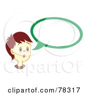 Poster, Art Print Of Brunette Boy With A Green Word Balloon